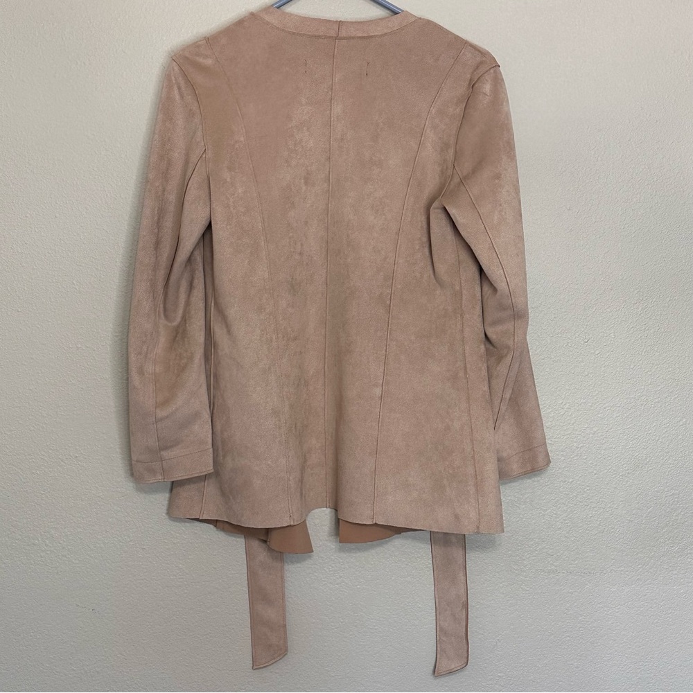 Zara Basic Women's Blush/Taupe Faux Suede Tie-Waist Coat - Picture 5 of 5